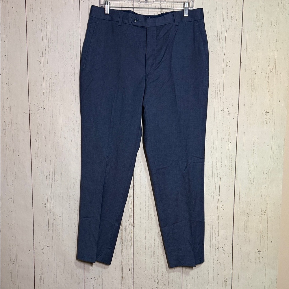 Peter Millar Men’s Wool Blue Slate Pleated Dress Pants Size 34 Regular